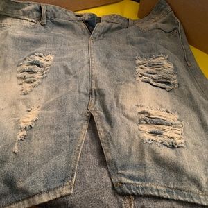 Distressed Denim Skirt